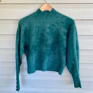 BAILEY 44 Gorgeous Green mock Neck Sweater cropped soft Luxurious Texture sz XS